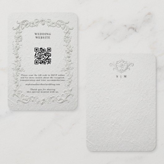 Carte D'accompagnement Faux Embossed Floral Enclosure Card (Devant / Derrière)