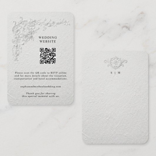 Carte D'accompagnement Faux Embossed Floral Enclosure Card (Devant / Derrière)