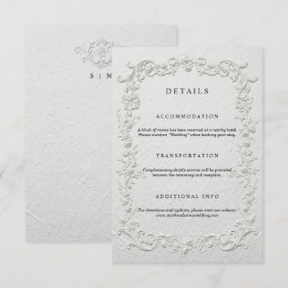 Carte D'accompagnement Faux Embossed Floral Wedding Details Card
