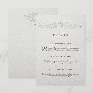 Carte D'accompagnement Faux Embossed Floral Wedding Details Card