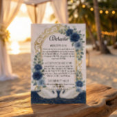 Carte D'accompagnement Faux Gold Arch & Marble Navy Blue Floral