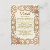 Carte D'accompagnement Faux Gold Baroque Scrollwork Blush Floral (Devant)
