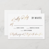 Carte D'accompagnement Faux Gold écriture simple demande de chanson RSVP (Devant / Derrière)