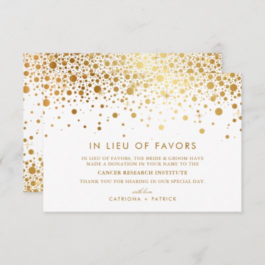 Carte D'accompagnement Faux Gold Foil Confetti en remplacement des faveur (Devant / Derrière)