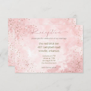 Carte D'accompagnement Faux Gold Parties scintillant & Pink Modern Récept