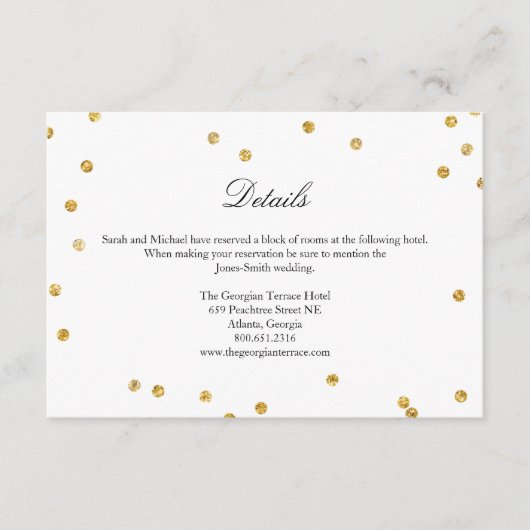 Carte D'accompagnement Faux Gold Sparkle Confetti Mariage - fiche (Devant)