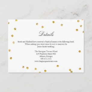Carte D'accompagnement Faux Gold Sparkle Confetti Mariage - fiche