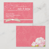 Carte D'accompagnement Faux Ribbon Coral Rose Mariage Réception (Devant / Derrière)
