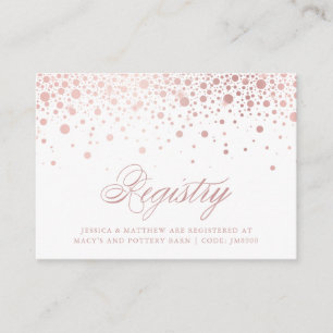 Carte D'accompagnement Faux Rose Gold Foil Confetti Dots Registre Mariage
