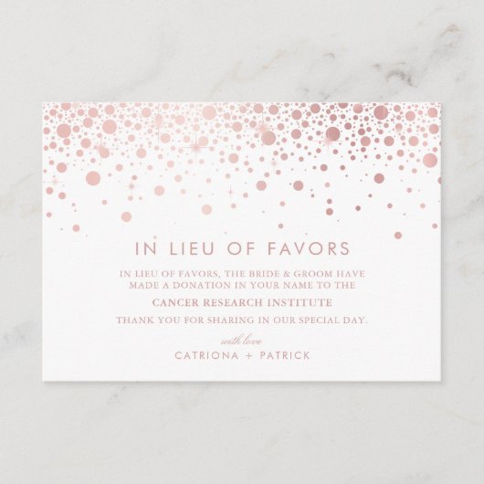 Carte D'accompagnement Faux Rose Gold Foil Confetti en remplacement de Fa (Devant)