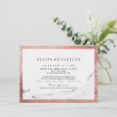 Carte D'accompagnement Faux rose marbre or moderne mariage hébergement (Debout devant)