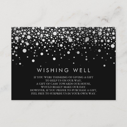 Carte D'accompagnement Faux Silver Confetti Black Wishing Well Card (Devant)