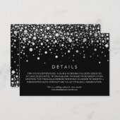 Carte D'accompagnement Faux Silver Foil Confetti Black Détails du Mariage (Devant / Derrière)
