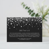 Carte D'accompagnement Faux Silver Foil Confetti Black Détails du Mariage (Debout devant)