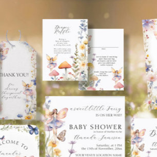 Carte D'accompagnement Fée Fleur sauvage Floral Bébé Fille Déchets Raffle
