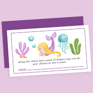 Carte D'accompagnement Fée sous la mer Baby Shower Tirage au sort de couc