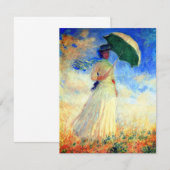 Carte D'accompagnement Femme Monet avec un parasol face droit (Devant / Derrière)