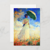 Carte D'accompagnement Femme Monet avec un parasol face droit (Devant / Derrière)