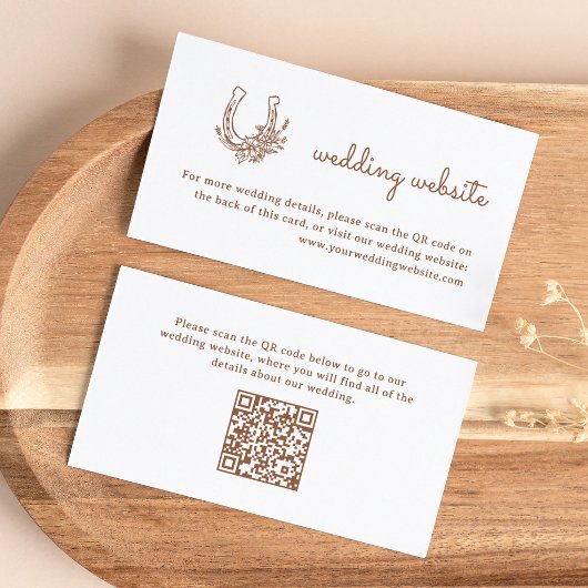 Carte D'accompagnement Fer à cheval floral | Code QR du site Web de maria