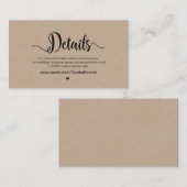 Carte D'accompagnement Ferme Rustique Moderne Kraft, Détails du Mariage (Devant / Derrière)