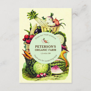 Carte D'accompagnement Fermier végétal local Vintage