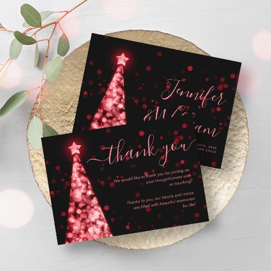 Carte D'accompagnement Festif Xmas Arbre rouge Mariage noir