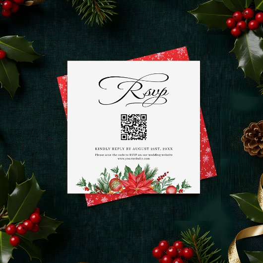 Carte D'accompagnement Festive de verdure QR Code site Mariage RSVP
