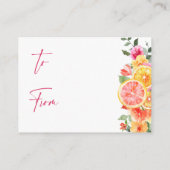 Carte D'accompagnement Festive Fleurs roses Citrus Bridal Display Douche (Dos)