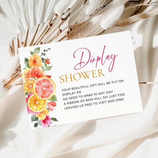 Carte D'accompagnement Festive Fleurs roses Citrus Bridal Display Douche