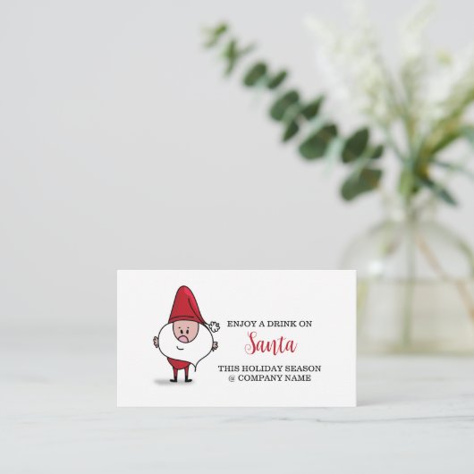 Carte D'accompagnement Festive - Grumpy Père Noël - Billet boisson (Debout devant)