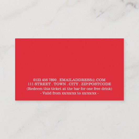 Carte D'accompagnement Festive - Santa Claus - Billet boisson (Dos)