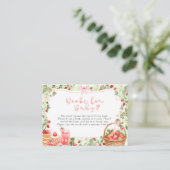 Carte D'accompagnement Fête bébé douce fraise à ruban rose (Debout devant)