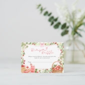 Carte D'accompagnement Fête bébé douce fraise à ruban rose (Debout devant)