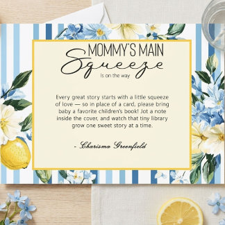 Carte D'accompagnement Fête Bébé Garçon Lemon Blue Main Squeeze de Maman