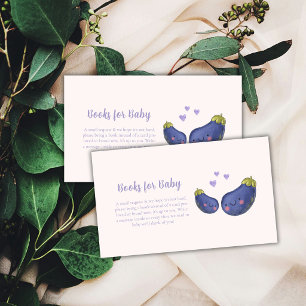 Carte D'accompagnement Fête bébé Livres Aubergine Cœur Kawaii Violet Baby