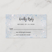 Carte D'accompagnement Fête d'anniversaire bleu argenté RSVP (Dos)