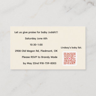 Carte D'accompagnement fête de bébé
