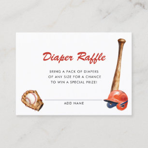 Carte D'accompagnement Fête de bébé baseball à l'aquarelle Tirage au sort