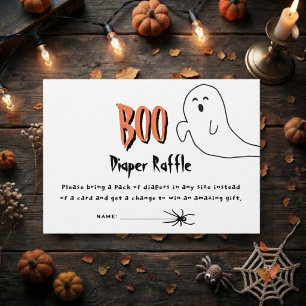 Carte D'accompagnement Fête de Bébé Diaper Raffle Cute Ghost Little Boo