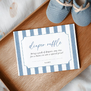 Carte D'accompagnement Fête de Bébé en Jean Bleu Tirage au Sort de Couche