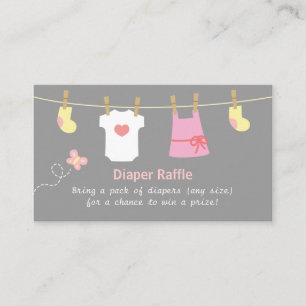 Carte D'accompagnement Fête de bébé fille, Billets de tombola pour vêteme
