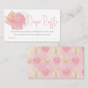 Carte D'accompagnement Fête de Bébé Fille Bohème Océan Rose Tirage au Sor