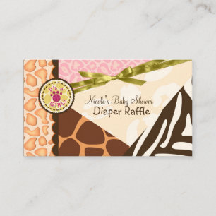 Carte D'accompagnement Fête de bébé Filles Impression safari rose Diaper 
