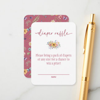 Carte D'accompagnement Fête de bébé Fleur Sauvage Rose Uni Tirage au Sort