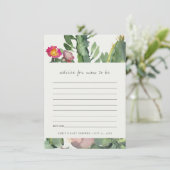CARTE D'ACCOMPAGNEMENT FETE DE BÉBÉ FLEURS ROSES CACTUS DU DÉSERT CONSEIL (Debout devant)