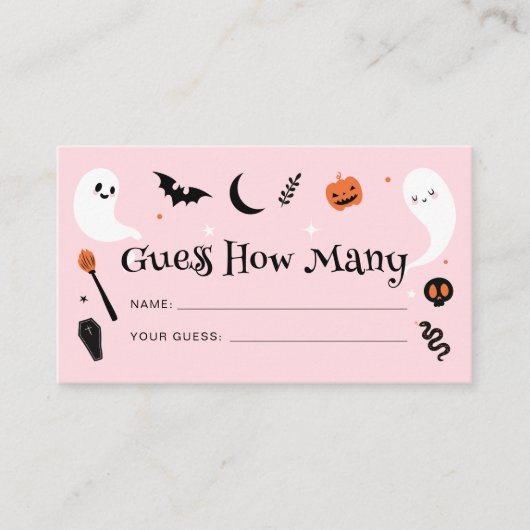 Carte D'accompagnement Fête de Bébé Halloween Rose Orange Devinez Combien (Devant)