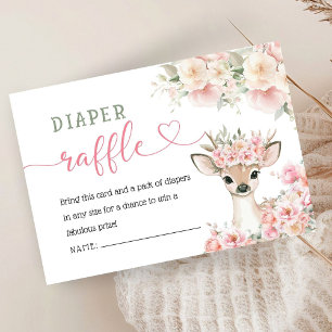 Carte D'accompagnement Fête de Bébé Oh Cerf Fonce Rose Tirage au Sort de
