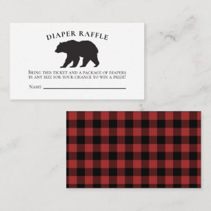 Carte D'accompagnement Fête de bébé ours plaid rouge Tirage au sort des c