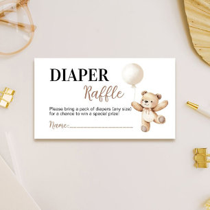 Carte D'accompagnement Fête de Bébé Ourson Tirage au Sort de Couches