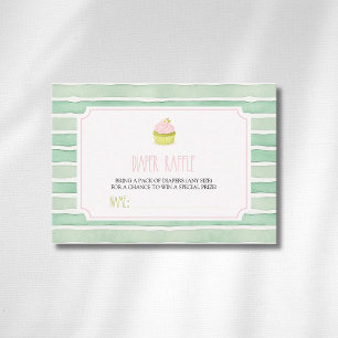 Carte D'accompagnement Fête de Bébé Sage Matcha Cupcake Tirage au Sort Co